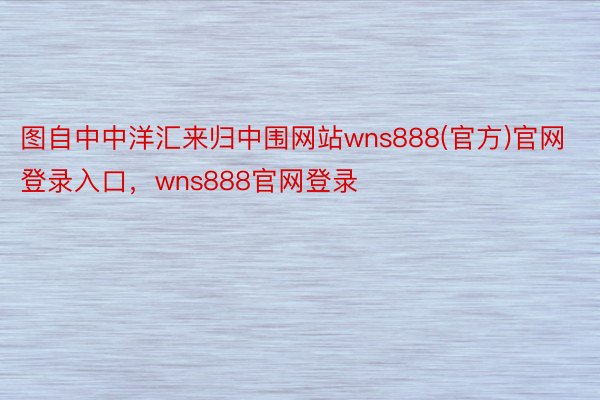 图自中中洋汇来归中围网站wns888(官方)官网登录入口，wns888官网登录