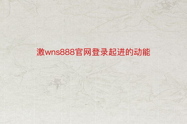 激wns888官网登录起进的动能