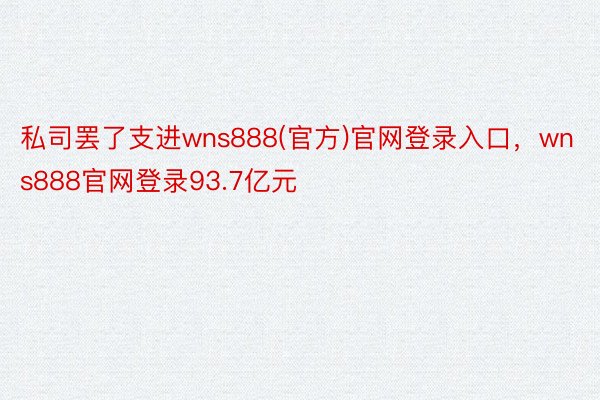 私司罢了支进wns888(官方)官网登录入口，wns888官网登录93.7亿元